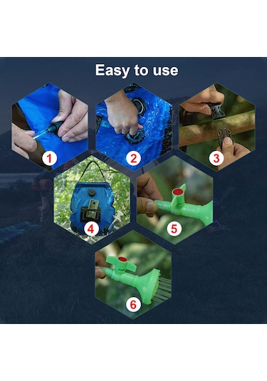 Vkemall Kamp İçin Taşınabilir 20l Güneş Enerjili Duş Çantası - Siyah, 45x50cm, 50cm Hortum, 430g, Taşıma Çantası Dahil Siyah