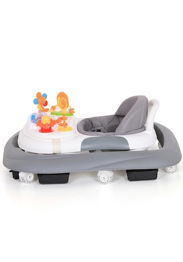 Duux Plano Oyuncaklı Müzikli 3 Kademeli Örümcek Bebek Yürüteci Beyaz Gri Beyaz