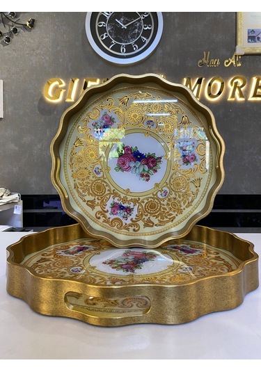 Yuvarlak Tepsi Kçk Altın