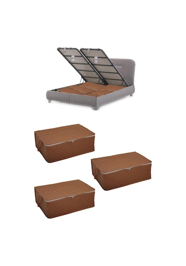 Adarya Home 3 Adet Çekyat-Baza Altı Hurç 60 x 40 x 22 Taba