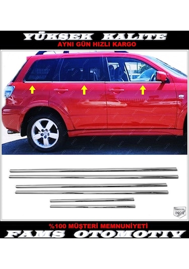 Mitsubishi Outlander Paslanmaz Krom Cam Çıta 6 Prç 2001-2006