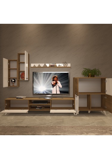 Decoraktiv Eko 6 Mdf Dvd Retro Tv Ünitesi Tv Sehpası Pera - Beyaz