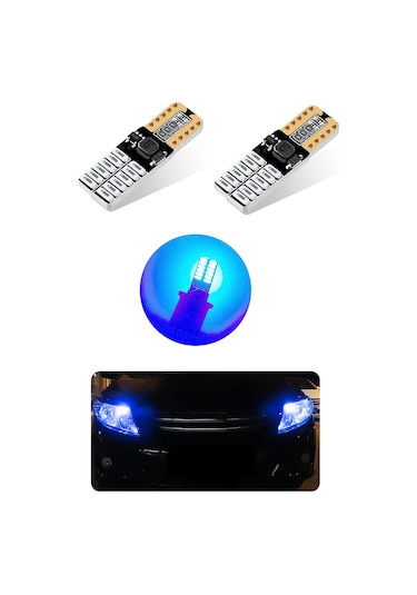 T10 Led Dipsiz W5w Canbus 24 Ledli Buz Mavi İce Blue Park Plaka Ampul 2 Adet
