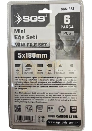 Sgs Saplı Mini Eğe Seti Ahşap Ve Metal 5 X 180 Mm. - 6 Farklı Parça