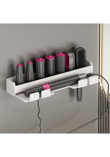 Rogfer Punch-free Saç Maşası Depolama Rafı Banyo Kuaförlük Demir Askı Beyaz İçin Beyaz Beyaz