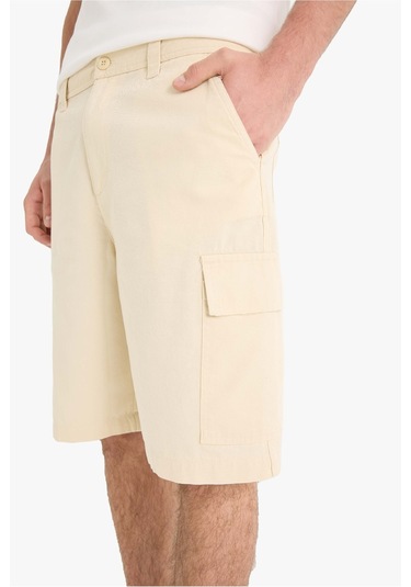 Defacto %100 Pamuk Regular Kargo Cepli Bermuda Şort E1708ax25smbg760 Bej