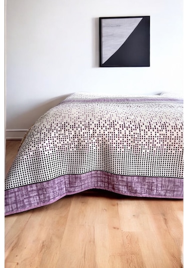 Alla Turca Çift Kişilik Modern Mozaik Desenli Pike Lila 200x240 Cm %100 Pamuk Lila