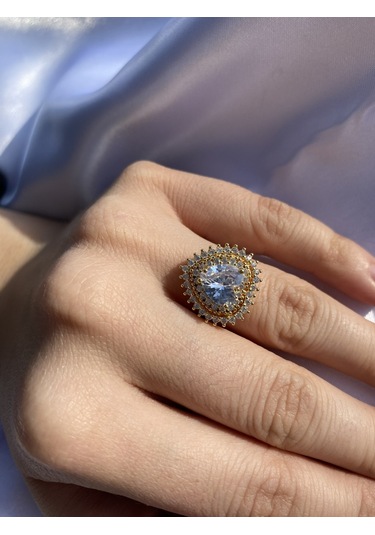 Kalp Charm Yüzük Zirkon Taşlı Gold