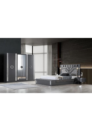 Lora Antrasit Bazalı Yatak Odası Takımı