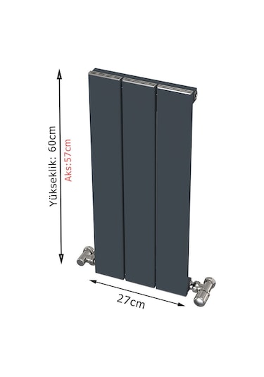 Alüminyum Radyatör 60x27 3 Dilim Antrasit Ral7016 Hestia