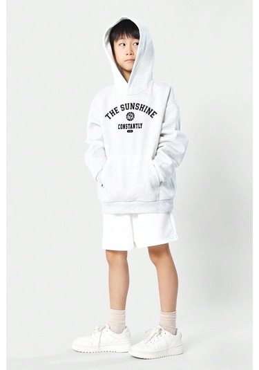 The Sunshine Baskılı Erkek - Kız Çocuk Rahat Kalıp Sweatshirt Gri