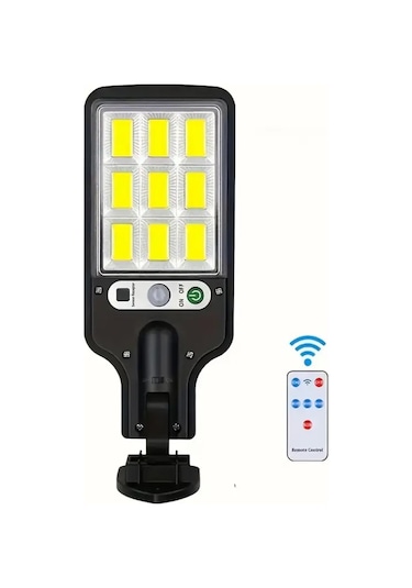 108 Cob Led Kumandalı Güneş Enerjili Hareket Sensörlü Bahçe Garaj Sokak Aydınlatma Lambası Sokak Lambası Çok Renkli