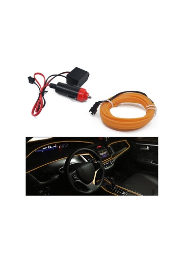 Cbtx Araba Dekorasyonu İçin 5m Çakmak El Şerit Işığı Ortam Işıkları Sürücülü Parlayan Halat Işığı - Sarı