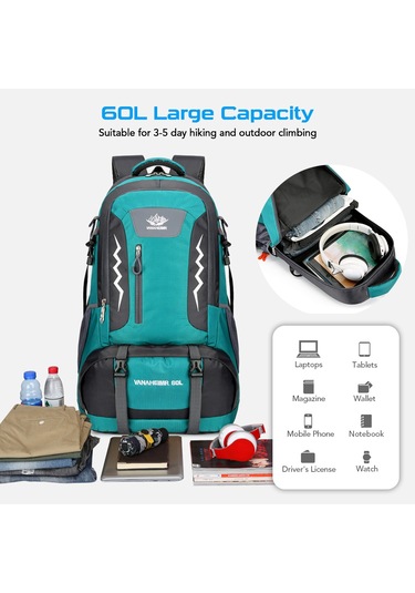 Vanaheımr-yürüyüş Sırt Çantası 60l Suya Dayanıklı Kamp Sırt Çantası,koyu Mavi Diğer