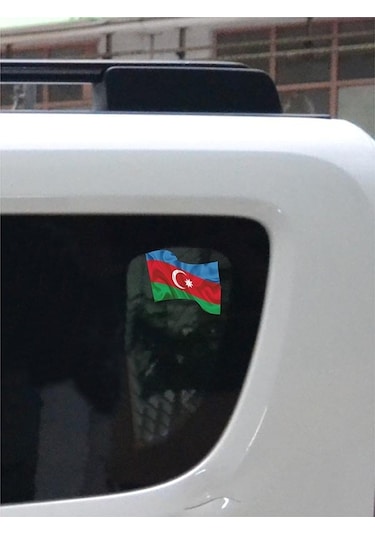 Azerbaycan Dalgalı Bayrak Etiket 10 X 9 Cm