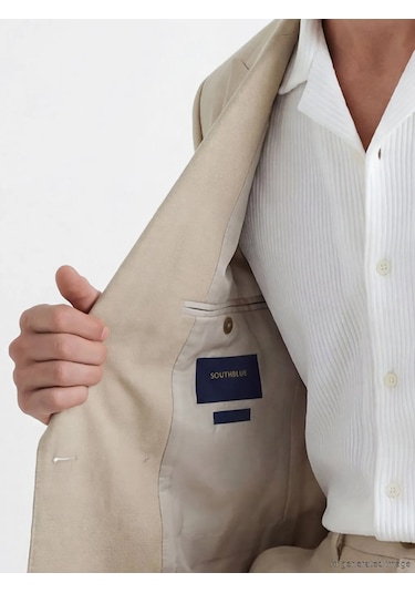 Lc Waikiki Bej Standart Kalıp Erkek Keten Blazer Ceket