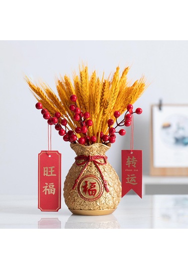 Suntek Çin Yeni Yılı Feng Shui Nimet Çanta Vazo Dekor Altın