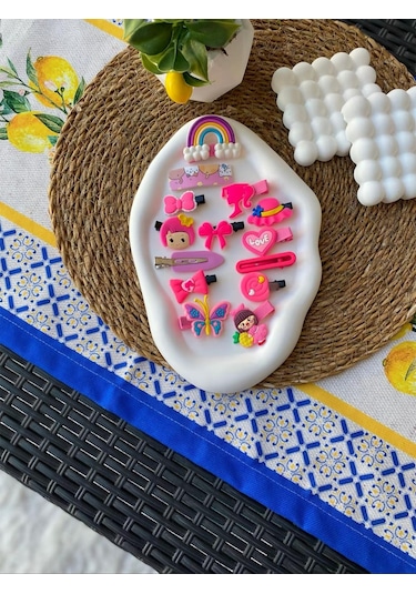 4'lü Set 56 Çeşit Farklı Ve Karışık Desenli Fosforlu Toka Seti Çok Renkli