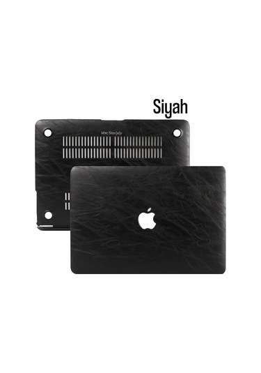 Macbook Air Kılıf 13 İnç Deri Leat01 Eski Usb'li Model 2010-2017 A1369 A1466 İle Uyumlu Siyah