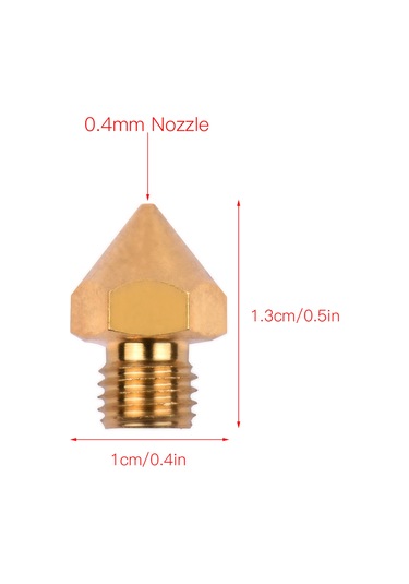 Geekyou Cr10s Pro 3d Yazıcı İçin Bakır Nozzle - 0.4mm Çıkış Çapı, 1.75mm Filament Uyumlu, 10 Adet Altın Renkli