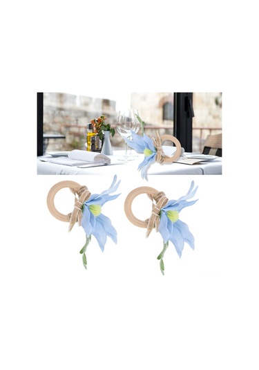 Shineyee Mavi Cactus Desenli 2 Adet Çaylak Ağaçlı Servis Yemek Bezi Çemberi - Ev, Otel, Partiler İçin Zirve Dekorasyon Cjk-6625 Diğer