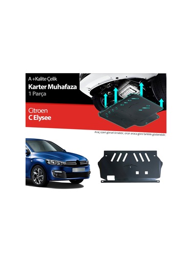 Citroen C. Elysee Çelik Karter Muhafaza Koruma 2013 2014 2015 2016 2017 2018 2019 2020 2021 2022