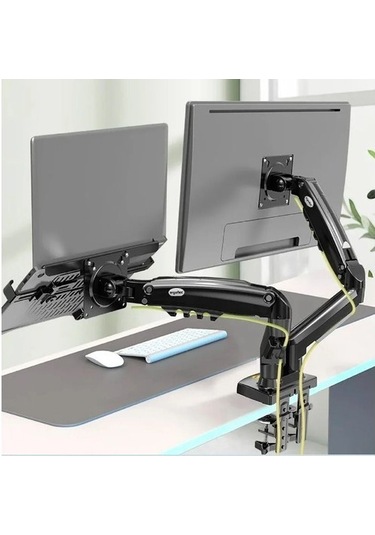 Ergoflex NB F160L Amortisörlü 17"-27" Monitör Tutucu ve 10"-17" Laptop Standı