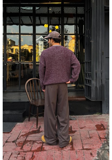 Flaw Örgü Model Triko Kazak Bordo-28488 Bordo
