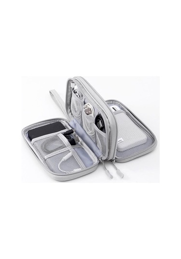 Reedark Gri Tek Katlı Dijital Aksesuar Çantası - Powerbank, Hard Disk, Usb, Kulaklık Ve Veri Kablosu İçin Toz Koruyucu Saklama Çantası