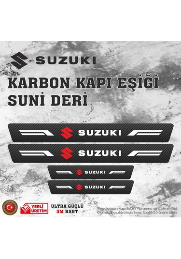 Suzuki Uyumlu Deri Karbon Kapı Eşiği Koruyucu Bant 4 Adet