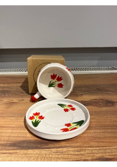 K.çiçek Desenli Tab Seramik Kupa, Mug, Filtre,türk Kahvesi