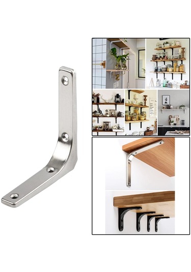 Suntek Ağır Hizmet Raf Aparatı Duvara Asma L Şekilli Braketler Gümüş 4 İnç Gümüş