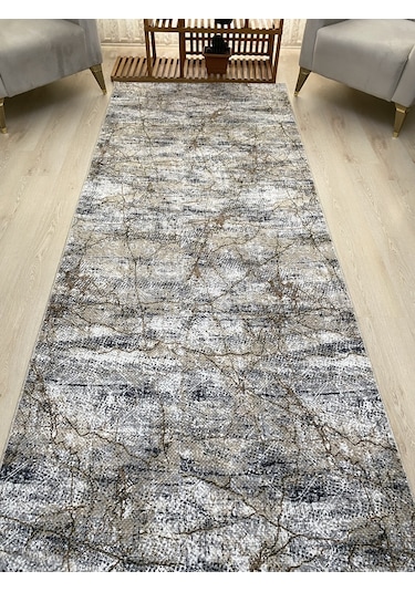 Premium Gri Kahve Kaymaz Tabanlı Kesme Yolluk Koridor Mutfak Salon Halısı Yüksek Kalite