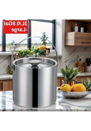 Fastbuy Sağlam Çift Cidarlı Paslanmaz Çelik Buz Kovası 3l Siyah, 08gal Sızdırmaz Ev Bar Kamp Party Restoran Kullanımı Siyah