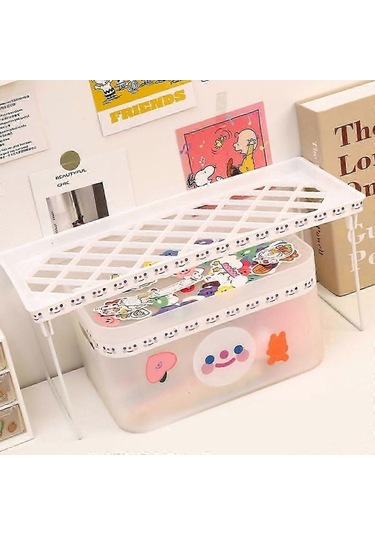 Fortunelane Masaüstü Katlanabilir Raf Yerden Tasarruf Sağlayan Ev Masası Depolama Katmanlı Raf Ev Ofis Okul Küçük, 34x14x16cm