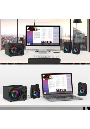 Led Işıklı 2+1 Ses Sistemi Şık Görünümlü Bluetooth Hoparlör