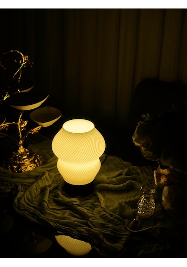 Madame - Modern Masa Ve Gece Lambası Ambiyans Lambası, Dekoratif Led Abajur Beyaz