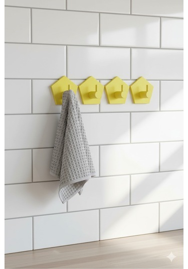 4 Lü Askılık Havlu Askısı, Bornoz Askısı, Kapı Arkası, Duvara Monte, Dayanıklı Malzeme, Mavi 71 Mavi