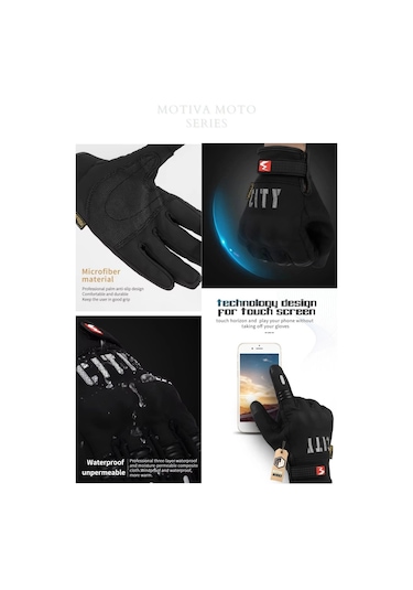 Motiva Madbike 2025 Softshell Motosiklet Eldiveni Siyah