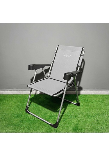 Argeus Rock Katlanabilir Kamp Sandalyesi Bardaklı - Kül Gri A-14 Kül Gri