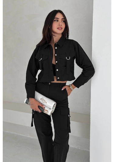 Asprin Fashion Kemerli Detay Gömlek Siyah Siyah