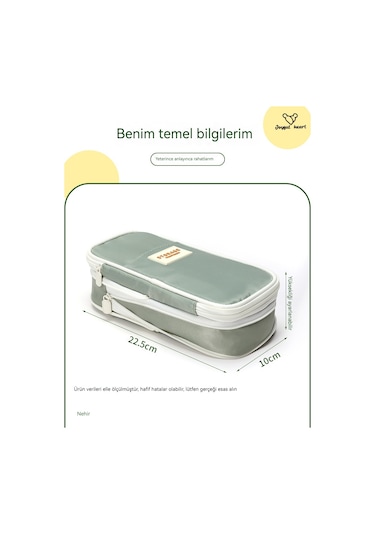 Basit Çift Katmanlı Geri Çekilebilir Büyük Kapasiteli Kalem Kutusu Yeşil