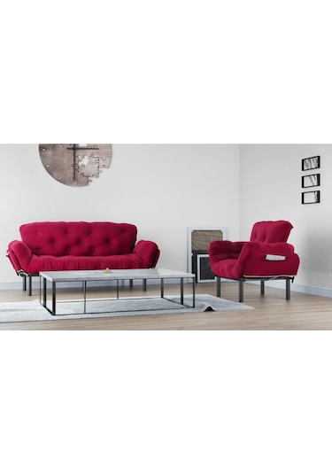 Pafu Nitta Koltuk Takımı 3+1 Bordo