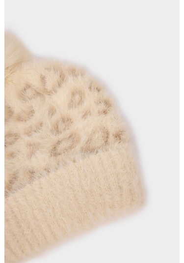Defacto Kız Bebek Leopar Desenli Bere F0022a525wnbg47 Bej