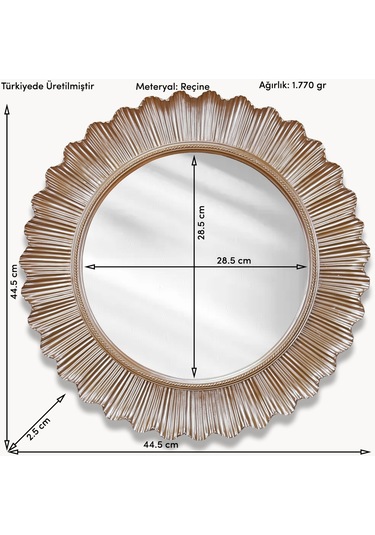 Flashy Yuvarlak Ayna Vizon Ceviz