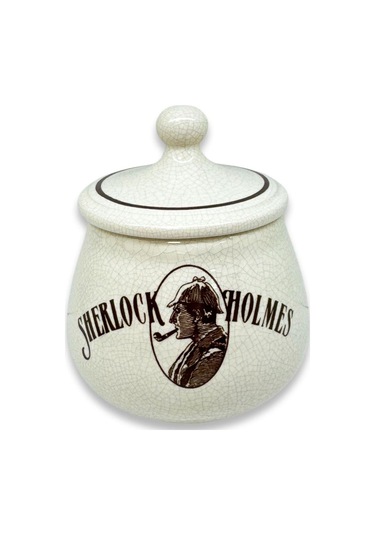Sherlock Holmes El Yapımı Seramik Pipo Tutun Kavanozu Bej Small