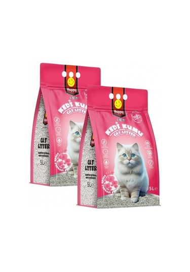Happy Topaklanan Bentonit Bebek Pudralı Kedi Kumu 2 x 5 L