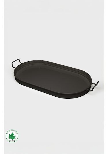 Lin Metal Lotus 57 cm Elips Metal Tepsi - Siyah