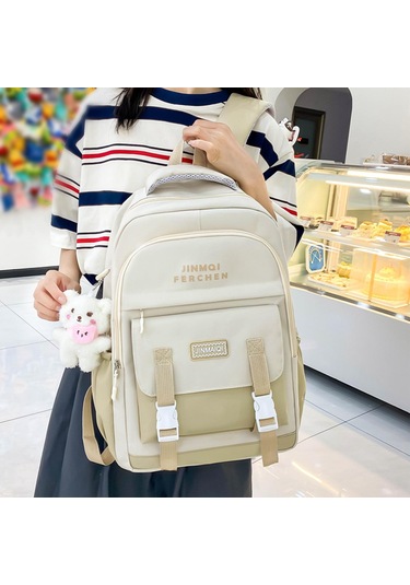 Suntek Okul Çantaları Set Tuval Sırt Çantası Kalem Çanta Bej