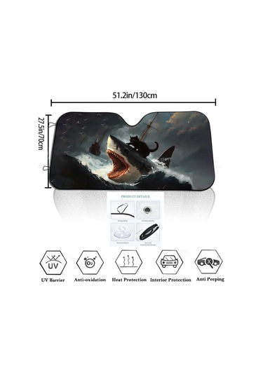 Goldenqian Köpekbalığı Komik Kedi Sürüş Araba Güneşlik Ön Cam Güneşlik Isı Yalıtımı Gizlilik Kişilik Kurulu Z8